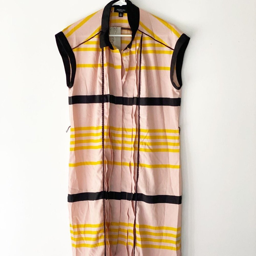 Jason Wu Striped Sleeveless Shift Dress - DOES NOT COME WITH BELT - Picture 2 of 6